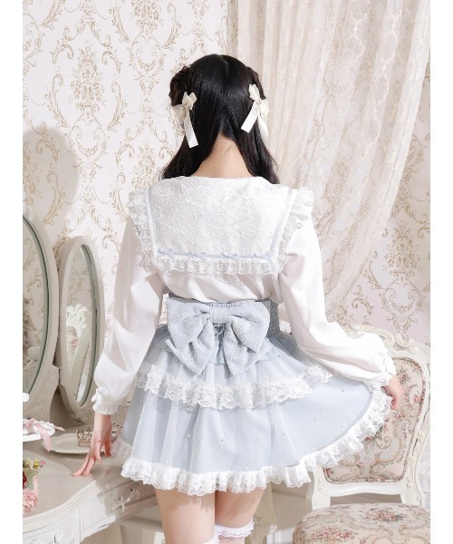 NOEMIE（ノエミー）の「バックリボンパールチュールティアードスカパン（スカート・レディース・ブラック/ピンク/その他1/サックスブルー/オフホワイト・S/M）」の19枚目の写真