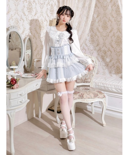 NOEMIE（ノエミー）の「バックリボンパールチュールティアードスカパン（スカート・レディース・ブラック/ピンク/その他1/サックスブルー/オフホワイト・S/M）」の17枚目の写真
