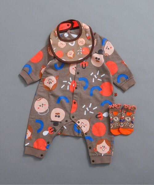 BREEZE（ブリーズ）の「総柄ロンパス マイファーストブリーズ（ロンパース・キッズ・ブラウン/グリーン/ピンク/チャコール/ラベンダー/ブルー/オフホワイト/アイボリー・60/70/80）」の5枚目の写真