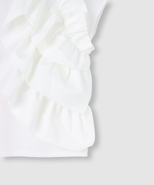 ルルウィルビー ギャザーレイヤーTシャツ白 フリル　 2025年モデル ルルウィルビー ギャザーレイヤーTシャツ白 フリル 2025年モデル