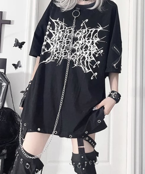 tシャツ A'GEM/9 × .kom「TricuspidC/トライカスピッドシー」Skull design monotone blood LS/スカ A'GEM/9 × .kom『TricuspidC/トライカスピッドシー』Skull