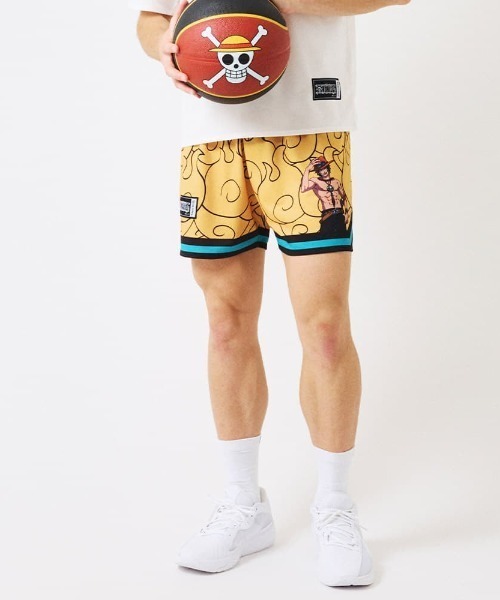 SPALDING(スポルディング)の「【SPALDING/スポルディング】ジャージーショーツ ONE PIECE メラメラの実/吸水速乾機能・UVカット機能・アニメショーツ(その他パンツ・メンズ・オレンジ・MEDIUM/LARGE)」の1枚目の写真