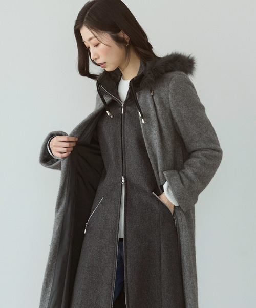 sankyo shokai（サンキョウショウカイ）の「ミンクブレンドウール＆カシミヤ100％ コート（その他アウター・レディース・ライトグレー/キャメル/ダークグレー・L/M）」の4枚目の写真