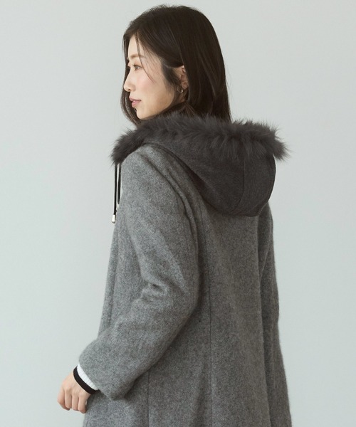 sankyo shokai（サンキョウショウカイ）の「ミンクブレンドウール＆カシミヤ100％ コート（その他アウター・レディース・ライトグレー/キャメル/ダークグレー・L/M）」の5枚目の写真