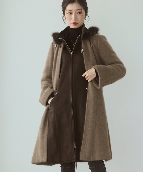 sankyo shokai（サンキョウショウカイ）の「ミンクブレンドウール＆カシミヤ100％ コート（その他アウター・レディース・ライトグレー/キャメル/ダークグレー・L/M）」の10枚目の写真