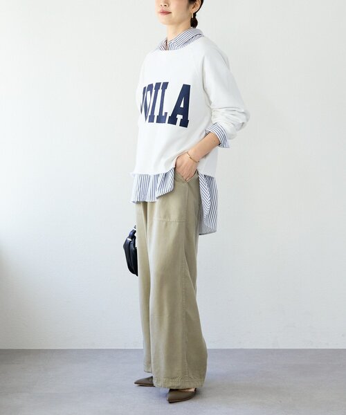 RIVE DROITE（リヴドロワ）の「【Yossshiiii企画】ワイドロゴカットオフスエット（スウェット・レディース・グレー/ブラック/ホワイト系その他/モカ/オフホワイト/ネイビー・FREE）」の21枚目の写真