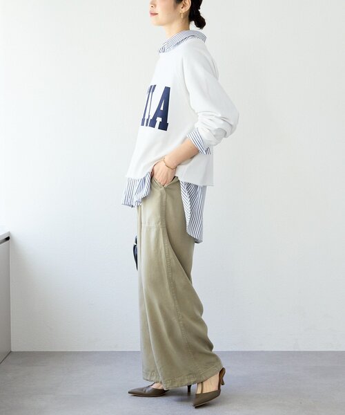 RIVE DROITE（リヴドロワ）の「【Yossshiiii企画】ワイドロゴカットオフスエット（スウェット・レディース・グレー/ブラック/ホワイト系その他/モカ/オフホワイト/ネイビー・FREE）」の22枚目の写真