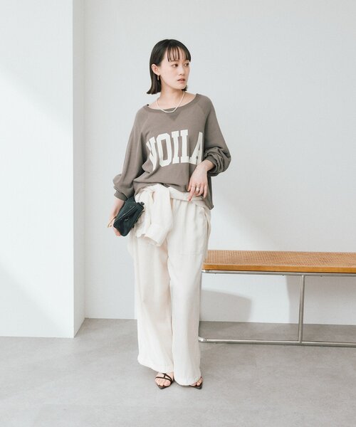 RIVE DROITE（リヴドロワ）の「【Yossshiiii企画】ワイドロゴカットオフスエット（スウェット・レディース・グレー/ブラック/ホワイト系その他/モカ/オフホワイト/ネイビー・FREE）」の12枚目の写真