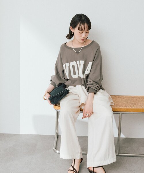 RIVE DROITE（リヴドロワ）の「【Yossshiiii企画】ワイドロゴカットオフスエット（スウェット・レディース・グレー/ブラック/ホワイト系その他/モカ/オフホワイト/ネイビー・FREE）」の19枚目の写真