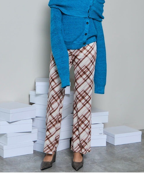 MAISON SPECIAL(メゾンスペシャル)の「Multiway Layered Plaid Velour Pants/マルチウェイレイヤードチェックベロアパンツ(その他パンツ・レディース・ブラウン/アイボリー・36/38)」の1枚目の写真