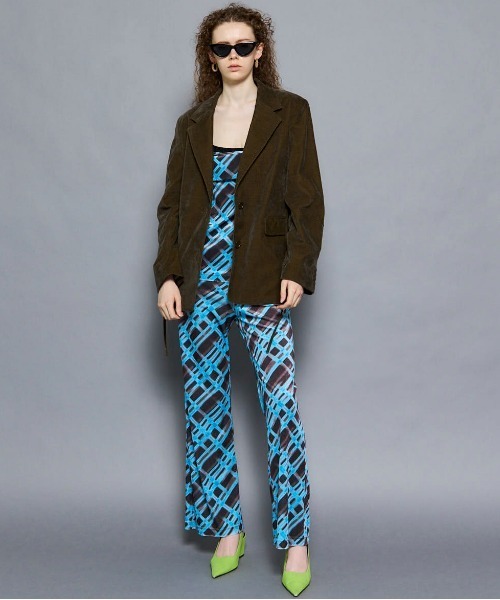 セール】Multiway Layered Plaid Velour Pants/マルチウェイレイヤード