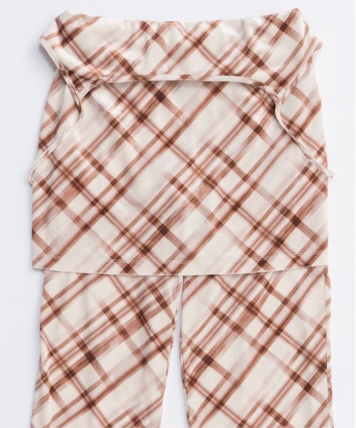 セール】Multiway Layered Plaid Velour Pants/マルチウェイレイヤード