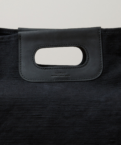 SLOW(スロウ)の「SLOW スロウ / truck - 2way tote bag L - ヌバックレザー×コットンリネンキャンバス2WAYトートバッグ ショルダーバッグ / 300S121J(トートバッグ・メンズ・アイボリー/ブラック・FREE)」の14枚目の写真