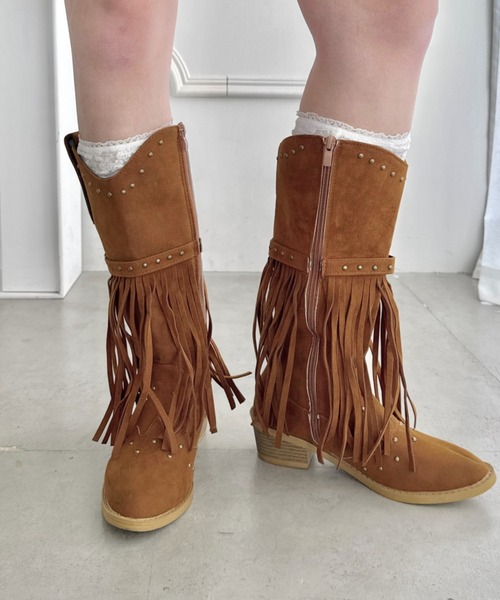 diesel フリンジブラウンウエスタンブーツ セール】フリンジウエスタンブーツ（ブーツ）｜SOLLON