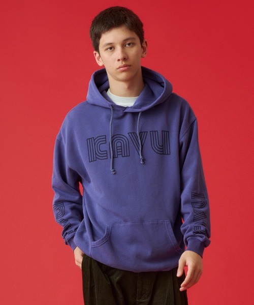 KAVU（カブー）の「KAVU/カブー Twist Logo Parka/ツイストロゴパーカー（パーカー・メンズ・ライトグレー/ネイビー/イエロー・MEDIUM/LARGE/X-LARGE）」の2枚目の写真