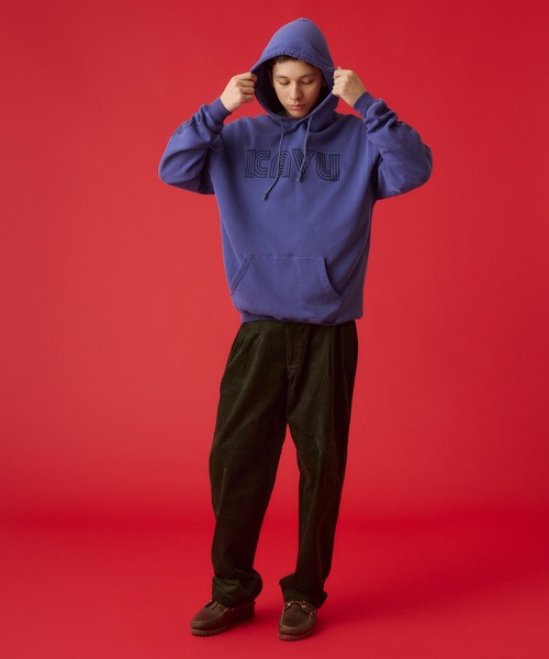 KAVU（カブー）の「KAVU/カブー Twist Logo Parka/ツイストロゴパーカー（パーカー・メンズ・ライトグレー/ネイビー/イエロー・MEDIUM/LARGE/X-LARGE）」の13枚目の写真