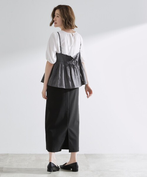 grove（グローブ）の「【2点SET/お洒落見え/体型カバー】ツイード調キャミ×ブラウスセット（シャツ/ブラウス・レディース・オレンジ/ブラック/グレー・01/02/03/04/05）」の6枚目の写真