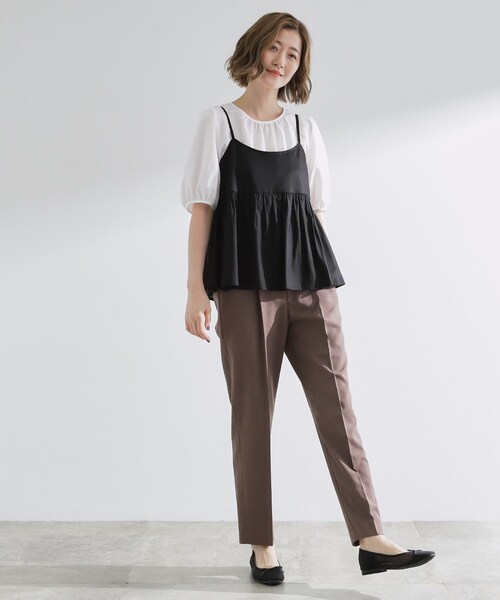 grove（グローブ）の「【2点SET/お洒落見え/体型カバー】ツイード調キャミ×ブラウスセット（シャツ/ブラウス・レディース・オレンジ/ブラック/グレー・01/02/03/04/05）」の9枚目の写真