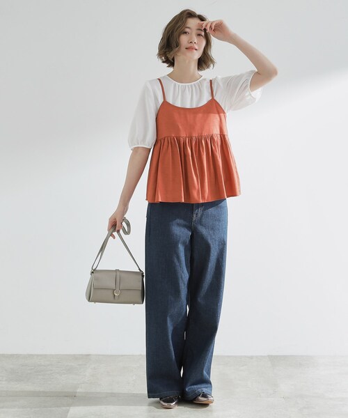 grove（グローブ）の「【2点SET/お洒落見え/体型カバー】ツイード調キャミ×ブラウスセット（シャツ/ブラウス・レディース・オレンジ/ブラック/グレー・01/02/03/04/05）」の13枚目の写真