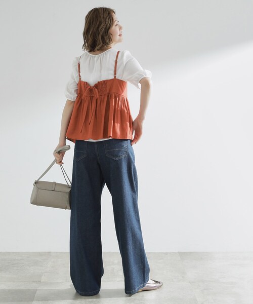 grove（グローブ）の「【2点SET/お洒落見え/体型カバー】ツイード調キャミ×ブラウスセット（シャツ/ブラウス・レディース・オレンジ/ブラック/グレー・01/02/03/04/05）」の14枚目の写真