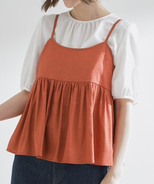 grove（グローブ）の「【2点SET/お洒落見え/体型カバー】ツイード調キャミ×ブラウスセット（シャツ/ブラウス・レディース・オレンジ/ブラック/グレー・01/02/03/04/05）」の18枚目の写真