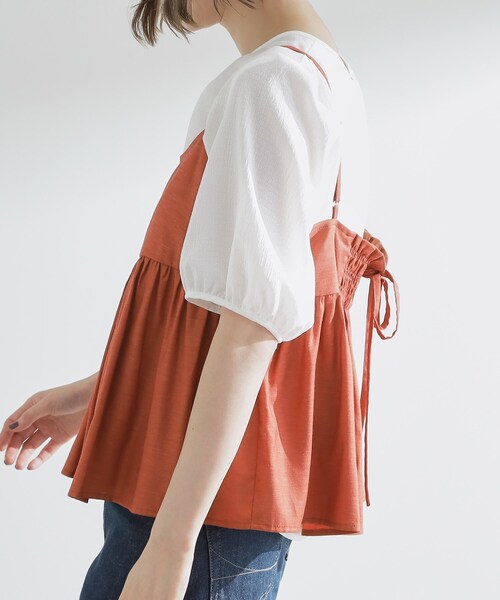 grove（グローブ）の「【2点SET/お洒落見え/体型カバー】ツイード調キャミ×ブラウスセット（シャツ/ブラウス・レディース・オレンジ/ブラック/グレー・01/02/03/04/05）」の19枚目の写真