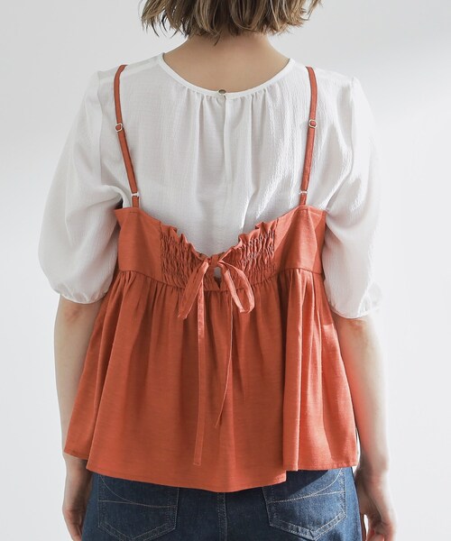 grove（グローブ）の「【2点SET/お洒落見え/体型カバー】ツイード調キャミ×ブラウスセット（シャツ/ブラウス・レディース・オレンジ/ブラック/グレー・01/02/03/04/05）」の20枚目の写真