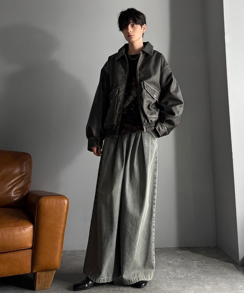 Classical Origin（クラシカルオリジン）の「ヴィンテージ フェイクレザー 中綿入り ライダースブルゾン／Vintage Faux Leather Padded Riders Blouson（ライダースジャケット・メンズ・ブラウン/ブラック・SMALL/MEDIUM/LARGE）」の7枚目の写真