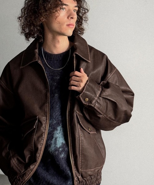 Classical Origin（クラシカルオリジン）の「ヴィンテージ フェイクレザー 中綿入り ライダースブルゾン／Vintage Faux Leather Padded Riders Blouson（ライダースジャケット・メンズ・ブラウン/ブラック・SMALL/MEDIUM/LARGE）」の15枚目の写真