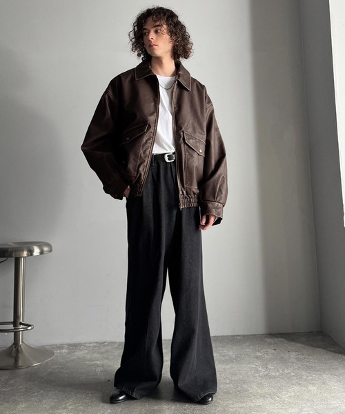 Classical Origin（クラシカルオリジン）の「ヴィンテージ フェイクレザー 中綿入り ライダースブルゾン／Vintage Faux Leather Padded Riders Blouson（ライダースジャケット・メンズ・ブラウン/ブラック・SMALL/MEDIUM/LARGE）」の21枚目の写真