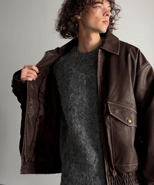 良品 インターメッツォ 羊革 Lサイズ 中綿入 短丈 ジャケットブルゾン