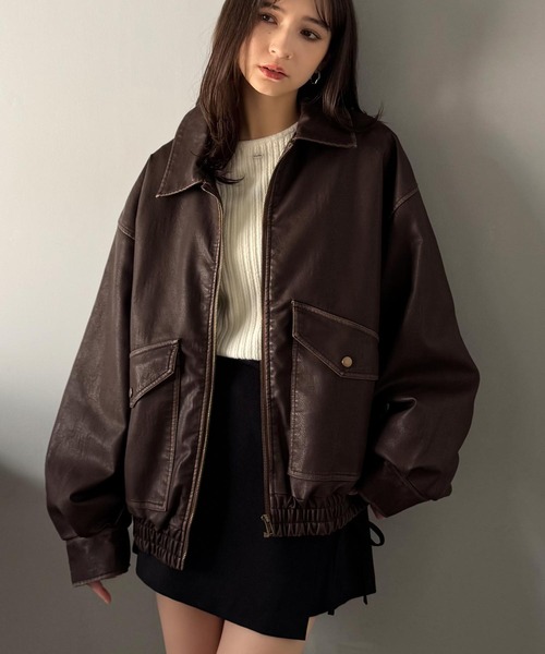 Classical Origin（クラシカルオリジン）の「ヴィンテージ フェイクレザー 中綿入り ライダースブルゾン／Vintage Faux Leather Padded Riders Blouson（ライダースジャケット・メンズ・ブラウン/ブラック・SMALL/MEDIUM/LARGE）」の8枚目の写真