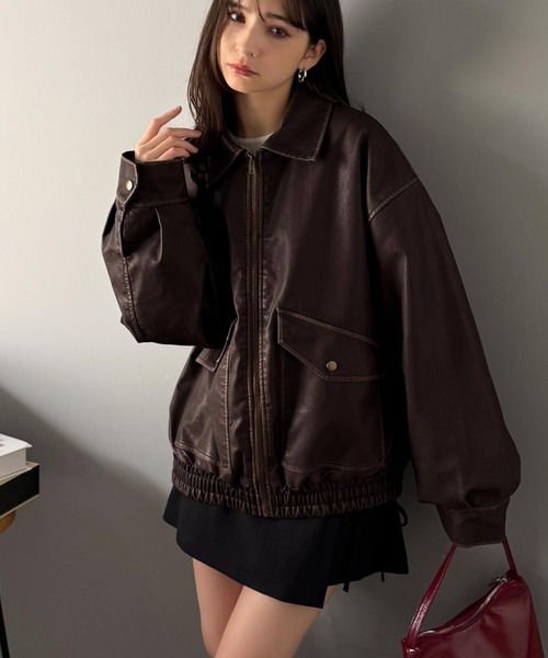 Classical Origin（クラシカルオリジン）の「ヴィンテージ フェイクレザー 中綿入り ライダースブルゾン／Vintage Faux Leather Padded Riders Blouson（ライダースジャケット・メンズ・ブラウン/ブラック・SMALL/MEDIUM/LARGE）」の10枚目の写真