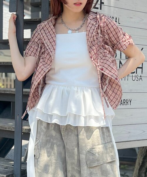 w closet（ダブルクローゼット）の「【25AW】イレヘムキャミ（キャミソール・レディース・ベージュ/ブラック/オフホワイト・FREE）」の2枚目の写真