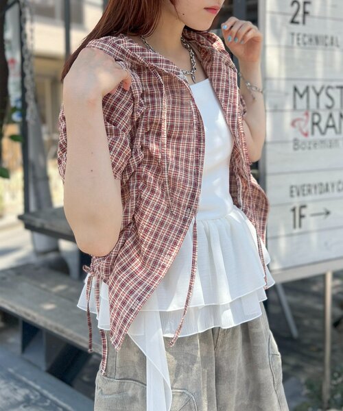 w closet（ダブルクローゼット）の「【25AW】イレヘムキャミ（キャミソール・レディース・ベージュ/ブラック/オフホワイト・FREE）」の7枚目の写真