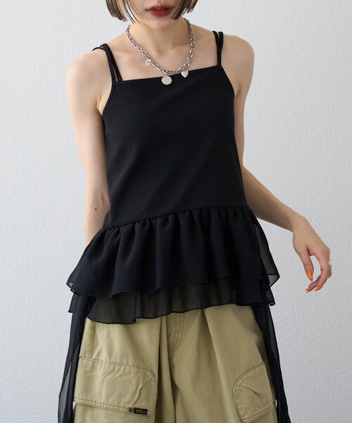 w closet（ダブルクローゼット）の「【25AW】イレヘムキャミ（キャミソール・レディース・ベージュ/ブラック/オフホワイト・FREE）」の18枚目の写真