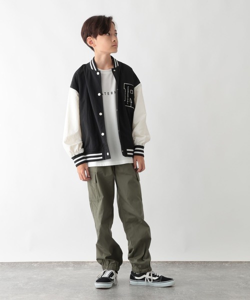 GLOBAL WORK(グローバルワーク)の「洗える撥水スタジャン/577755(ブルゾン・キッズ・ネイビー/ブラック/グレイッシュベージュ/サックスブルー・130cm/140cm/150cm/160cm)」の5枚目の写真