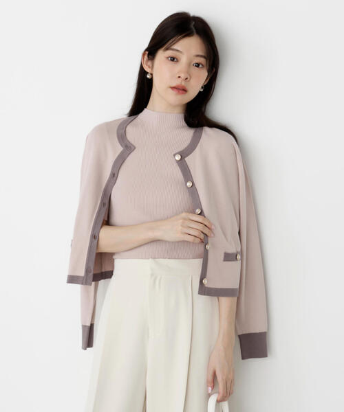 PROPORTION BODY DRESSING（プロポーションボディドレッシング）の「＜ハンドウォッシャブル＞ニュアンス釦ニットアンサンブル / 1215270906（アンサンブル・レディース・ホワイト系その他/ピンク/ブラック・SMALL/MEDIUM）」の3枚目の写真