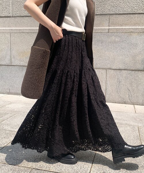 即日発送 新品 着映え DOUDOU スカラレースフレアスカート ブラック 即日発送 新品 着映え DOUDOU スカラレースフレアスカート ブラック