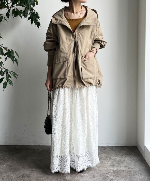 DouDou（ドゥドゥ）の「スカラレースフレアスカート（スカート・レディース・ホワイト/ブラック・FREE）」の3枚目の写真