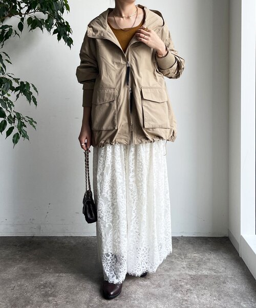 DouDou（ドゥドゥ）の「スカラレースフレアスカート（スカート・レディース・ホワイト/ブラック・FREE）」の4枚目の写真