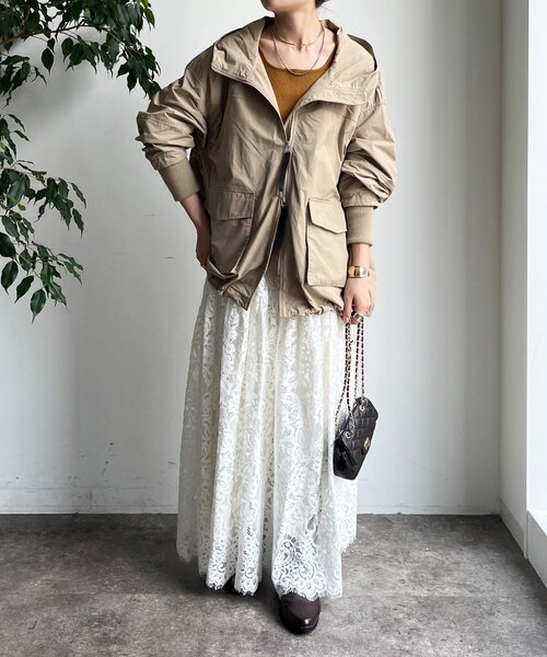 DouDou（ドゥドゥ）の「スカラレースフレアスカート（スカート・レディース・ホワイト/ブラック・FREE）」の5枚目の写真