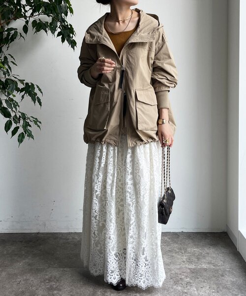 DouDou（ドゥドゥ）の「スカラレースフレアスカート（スカート・レディース・ホワイト/ブラック・FREE）」の6枚目の写真