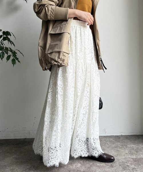 DouDou（ドゥドゥ）の「スカラレースフレアスカート（スカート・レディース・ホワイト/ブラック・FREE）」の9枚目の写真