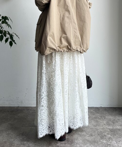 DouDou（ドゥドゥ）の「スカラレースフレアスカート（スカート・レディース・ホワイト/ブラック・FREE）」の10枚目の写真