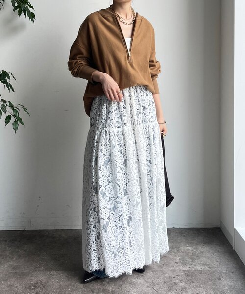 DouDou（ドゥドゥ）の「スカラレースフレアスカート（スカート・レディース・ホワイト/ブラック・FREE）」の11枚目の写真