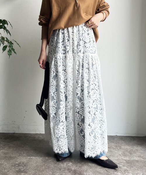 DouDou（ドゥドゥ）の「スカラレースフレアスカート（スカート・レディース・ホワイト/ブラック・FREE）」の13枚目の写真