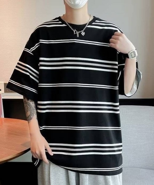 MGV（エムジーヴィー）の「シンプルボーダーカットソー（Tシャツ/カットソー・メンズ・ブラック・MEDIUM/LARGE/X-LARGE）」の2枚目の写真