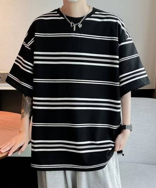 MGV（エムジーヴィー）の「シンプルボーダーカットソー（Tシャツ/カットソー・メンズ・ブラック・MEDIUM/LARGE/X-LARGE）」の3枚目の写真