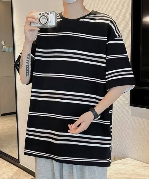 MGV（エムジーヴィー）の「シンプルボーダーカットソー（Tシャツ/カットソー・メンズ・ブラック・MEDIUM/LARGE/X-LARGE）」の4枚目の写真